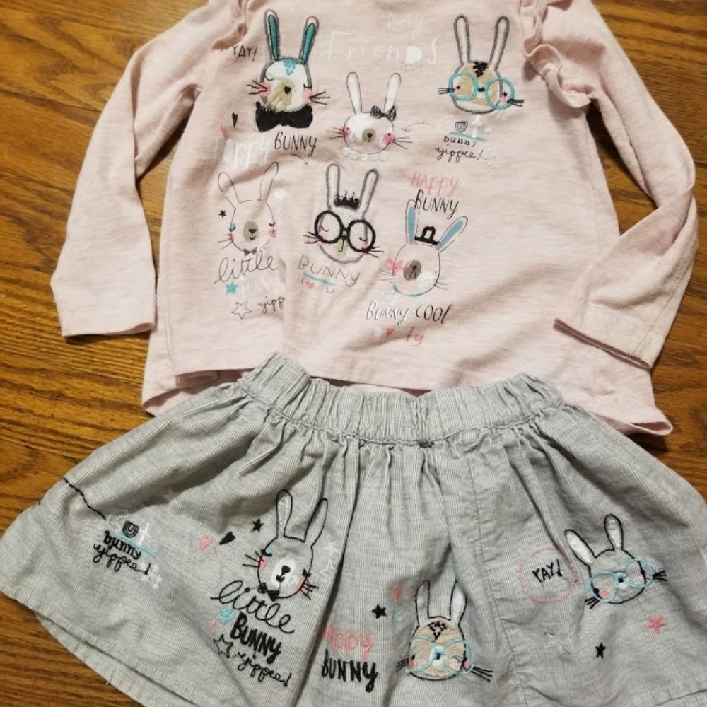 Tu Bunny Skirt and Matching Shirt, 12-18mo